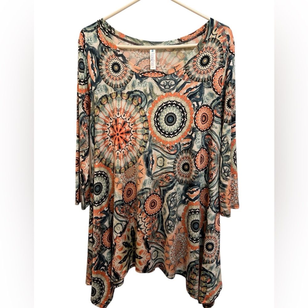 Paisley Grace Women’s Geometric Print Boho Multicolored Long Sleeve Size L